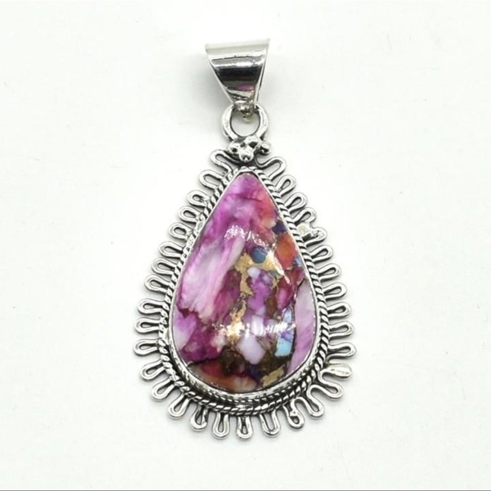 Silver Pink Spiney Turquoise Pendant